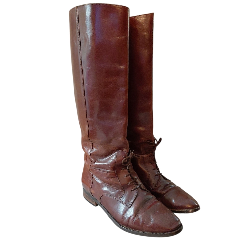 Vintage Marc Alpert Brown Leather Riding Boots Authentic Equestrian Boot Sz 8.5